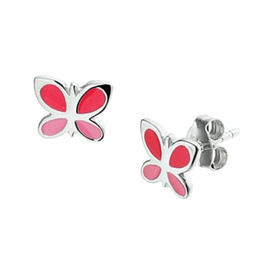 Huiscollectie Oorknoppen Vlinder Zilver Gerhodineerd Glanzend 6.5 mm x 8 mm