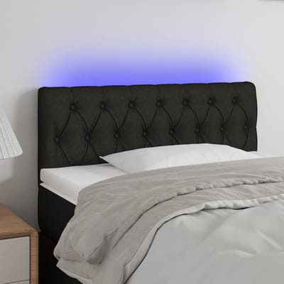 vidaXL - Hoofdbord - LED - 90x7x78/88 - cm - stof - zwart