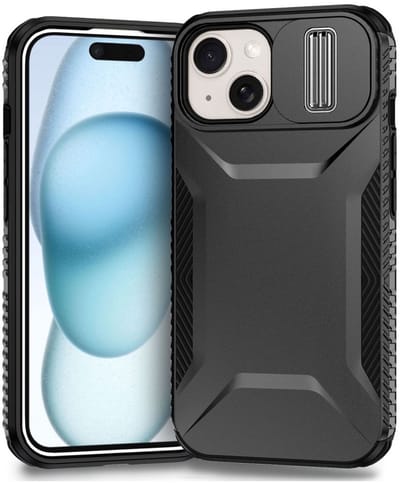 Hoesje Geschikt voor Appel iPhone 15 | Back Cover met Camera Slider | Schokbestendige Case | Camera Cover | Stevig | Zwart