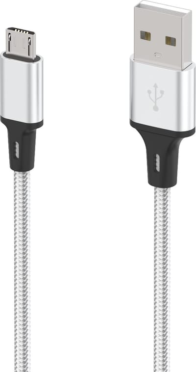 Micro USB Kabel 1M, Nylon Gevlochten Geschikt voor: Android Apparaten,Samsung Galaxy S6 edge S7 S5 J7 J6 J5 J3,PS4 Controller,Huawei,Kindle,Nokia,Sony,LG,Xiaomi - zilver