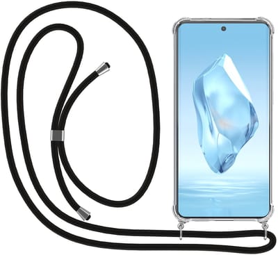Smartphonica Telefoonhoesje Geschikt voor OnePlus 12R met Koord en Stootrand - Hoesje met Telefoonkoord - TPU Backcover Case Shockproof met Lanyard - Transparant geschikt voor OnePlus 12R