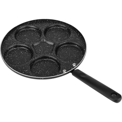 5 Ronde Gaten Koekenpan Anti-aanbak Eieren Kookpan Huiskeuken Kookgerei voor Ontbijt black