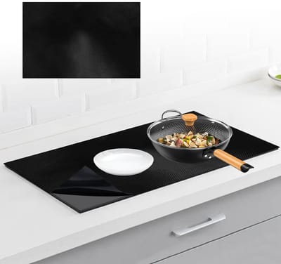 Dailygoods - OMJMYY 52 x 80 cm, beschermmat voor inductiekookplaten, antislip siliconen mat (magnetisch), herbruikbaar, antislip, hittebestendig, zwart