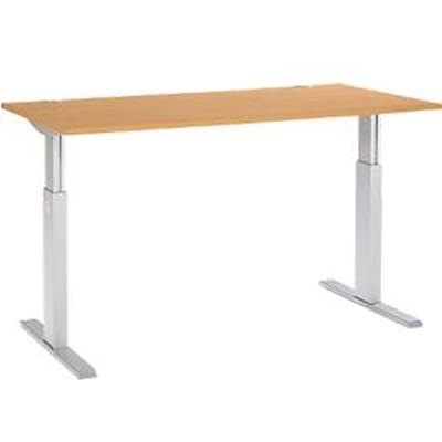Schäfer Shop Select Bureautafel ERGO-T, T-poot, eentraps elektrische in hoogte verstelbaar, B 1600 x D 800 x H 725 -1185 mm, dekor beuken