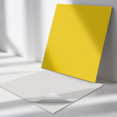Wallfluent Vinyl Tegels - Kleur Geel Vinyl Tegels Zelfklevend - 30 cm x 30 cm - Uniform PVC Tegels - 9 stuks - Vierkant PVC Tegels - Patroon Plaktegels - Zelfklevende Vinyltegels - Plaktegels Keuken en Badkamer