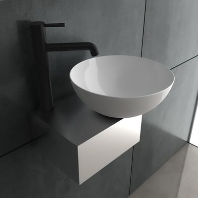 Ronde Mini Wastafel Opzetbak Zonder Kraangat - Compact Keramiek Wastafeltje voor Gastentoilet