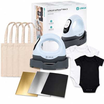 LOKLiK ImPress™ Mini 3 Blauw Voordeelpakket | 5 Tote Bags + 2 Baby Rompers + 3 Flexvellen