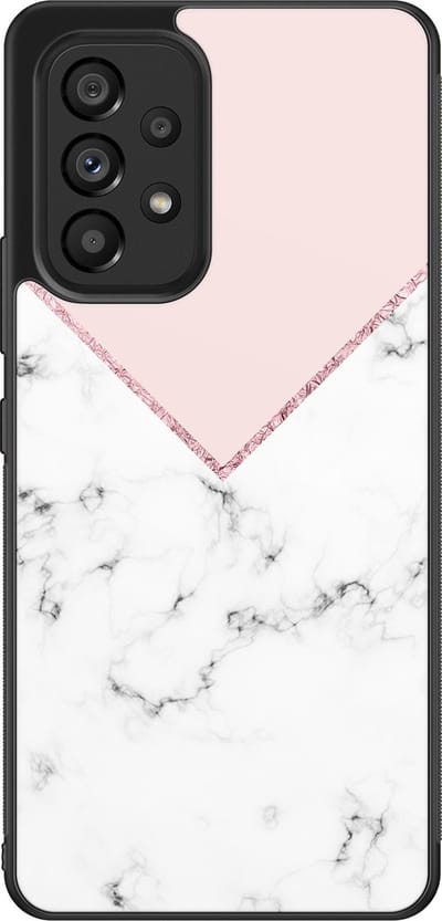 Leuke Telefoonhoesjes - Hoesje geschikt voor Samsung Galaxy A53 - Marmer roze grijs - Backcover zwart - Marmer - Roze