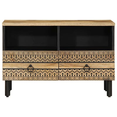 vidaXL - Tv-meubel - 70x33,5x46 - cm - massief - ruw - mangohout - zwart