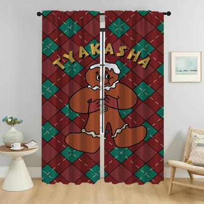 Kerst Keukengordijnen voor Camera Anti-muggengordijnen 2 Stuks Scheidingswand Halloween Decoratie Tule voor Slaapkamer Shades W50xH70cmx2pcs-CL
