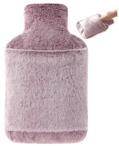 Warmwaterkruik 2 liter met zachte overtrek - Bedfles voor volwassenen en kinderen - Ideaal voor koude nachten - Paars