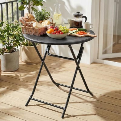 Ronde tuintafel - Klaptafel bijzettafel - Buiten eten - Weerbestendig onderhoudsvriendelijk - 72 x 60 cm