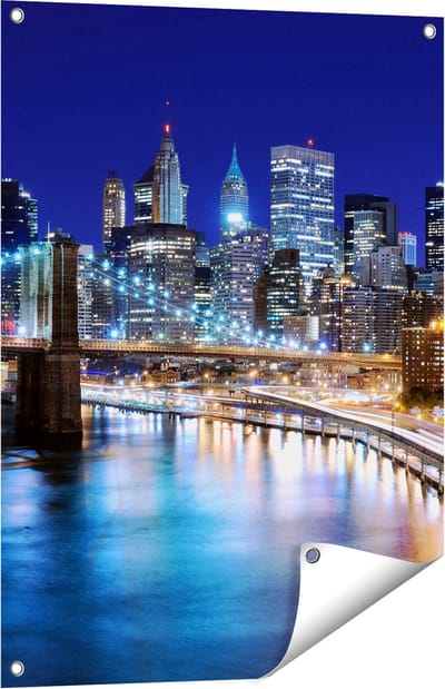 Gards Tuinposter Skyline New York in het Centrum - 60x80 cm - Tuindoek - Tuindecoratie - Wanddecoratie buiten - Tuinschilderij