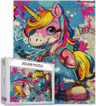 1000-Delige Puzzel Volwassenen & Kinderen: Kleurrijk Paarden & Pony Thema - Inclusief Poster