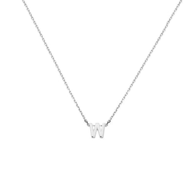 YO&NO - Ketting -  Zilver - Anker -  Letter W -  1,1 mm -  41 + 4 cm - Sieraden vrouw - Gerhodineerd - Zilver 925