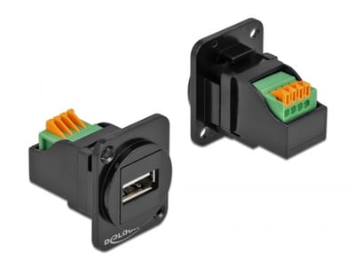 Delock D-Type Module USB 2.0 Type-A female to terminal block