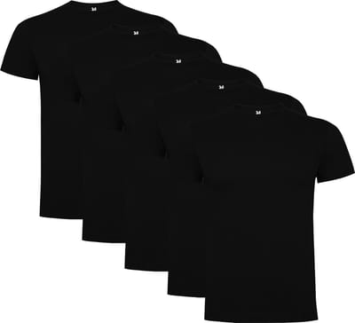 5 Pack Zwart t-shirts Roly Dogo Premium maat XL