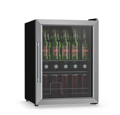 Klarstein drankkoelkast met glazen deur - 60 liter mini-drankkoelkast, ledverlichting, dubbel glas, verstelbare planken, 3-10 °C, onderbouw, stil