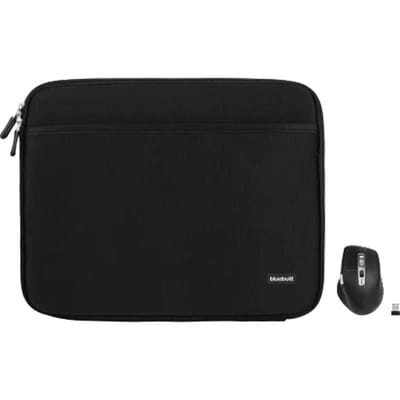 BlueBuilt Laptophoes breedte 36 cm 15-16 inch M Zwart + Maximus Muis