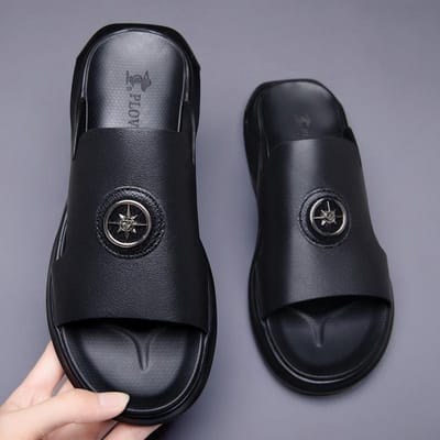 Luxe Mannen Sandalen van Echt Leer Klassieke Romeinse Mannen Schoenen Slippers Zacht Comfortabel Mannen Antislip Wandel Slippers Schoenen 39 gray