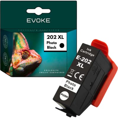 Evoke Compatibele Inkt voor Epson 202XL 202 XL C13T02H14010 Zwart Foto 12 ml 800 Pagina's Expression Premium Xp-6000 Xp-6005 Xp-6100 Xp-6105