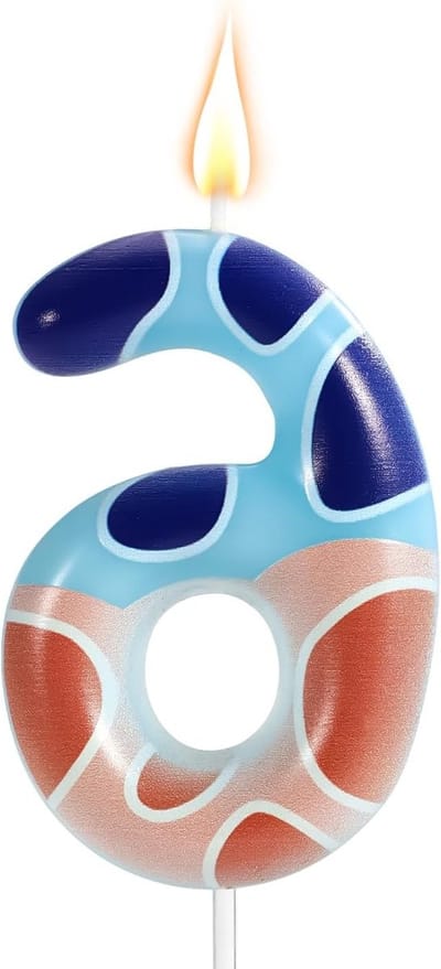 Verjaardagskaarsen met hondenpoot thema voor taartdecoratie, cijfer 6, feestbenodigdheden voor hondenliefhebbers