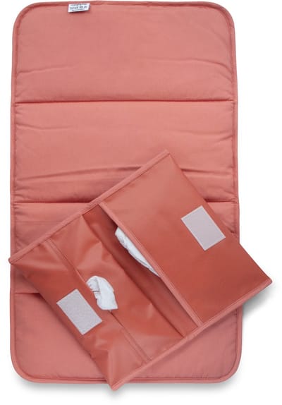 KipKep Napper Verschonings-set - Sienna - verschoonmatje en luier-etuitje - Waterproof - wasbaar - gecoat - roze rood