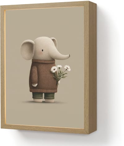 Wandlamp 30x40 cm - Oplaadbaar - Olifant - Witte bloemen - Kindvriendelijk - Wandlampen binnen woonkamer - Slaapkamer lamp - Decoratieve nachtlamp - Vloerlamp draadloos