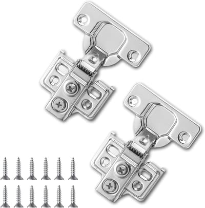 Stainless Steel Soft Close Scharnieren voor Keukenkasten, 2 Pack met 1/2 Inch Zelfsluitende Deurscharnieren en Bevestigingsschroeven, Perfect voor Overlays en Demping
