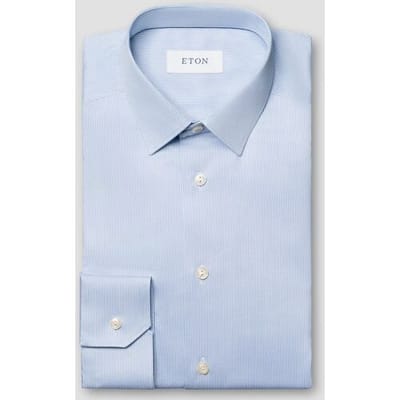 Eton Overhemd Fine Stripe Extra Long Staple Cotton Signature Twill Blauw / male