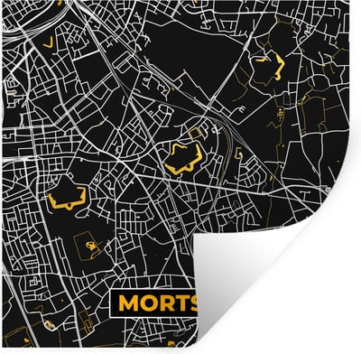 Muurstickers - Sticker Folie - Mortsel - Plattegrond - Stadskaart - Goud - Kaart - 100x100 cm - Plakfolie - Muurstickers Kinderkamer - Zelfklevend Behang XXL - Zelfklevend behangpapier - Stickerfolie