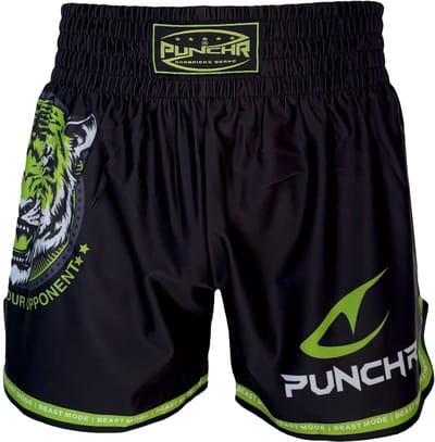 PunchR™ Dominate Tiger Muay Thai Fight Short Zwart Groen - XXS