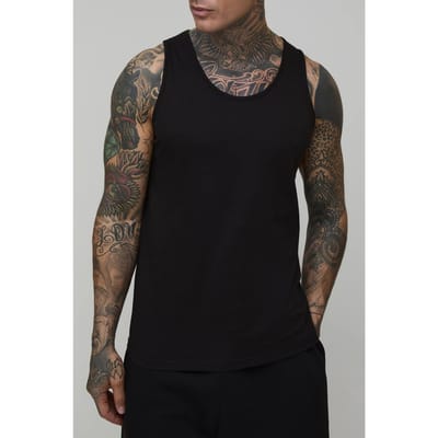 Tall Regular Fit Essential Vest | Black | Size 2XL
