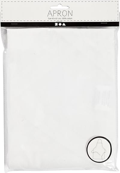 Schort, L: 61 cm, B: 43 cm, afm 4-6 jaar, 210 gr, wit, 1 stuk