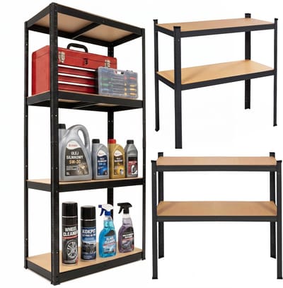 Springos Stellingkast - Opbergrek - 700 kg - Draagkracht - Zwart - 4 Etages - 170x80x40