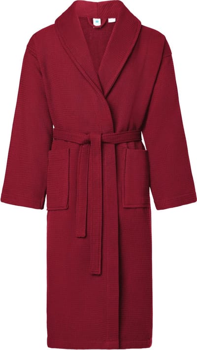 Ladeheid Heren Badjas met Capuchon - 100% Katoen - Wafel piqué - Wasmachine bestendig - Badstof – Bourgondisch Rood – S - LA-LA40-226-DG