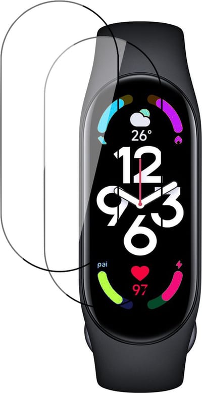 Screenprotector geschikt voor Xiaomi Mi Band 7 - Flexibele Full Screen Protector - 2 Stuks
