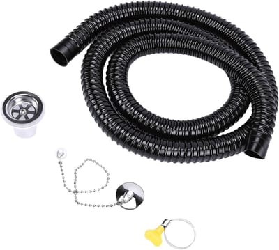 RV Gootsteen Afvoer Connector - Rioolslang Kit Boot - Waterafvoer Regelen - Lekvrij Geurloos Ontwerp - 2m Slang - Grijs