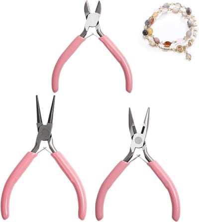 Tangenset Sieraden - Reparatiegereedschap - Kralen Plaatsen - Ergonomisch Antislip - 3 Stuks - Roze