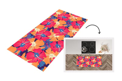 Keukenloper - Loper keuken - Zomer - Bloemen - Hawaii - Patronen - 120x50 cm - Keukenloper vinyl