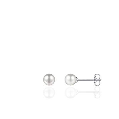 Jewels Inc. - Oorbellen - Parel Oorstekers - 5mmØ - Gerhodineerd Zilver 925