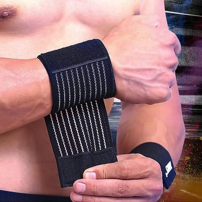2x Sport Polsbandage (zwart) - Pols bescherming / Zwachtel / Polsband met klitteband