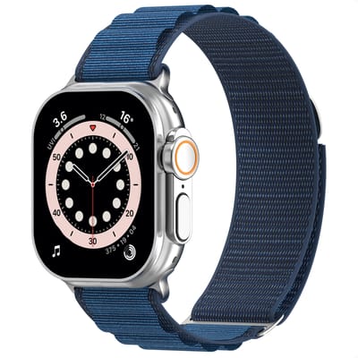 Nylon bandje - Geschikt voor Apple Watch 1, 12, 2, 3, 4, 5, 6, 7, 8, 9, 10, 11, SE, Ultra (2 / 3) - 44/45/46/49 mm - Donkerblauw