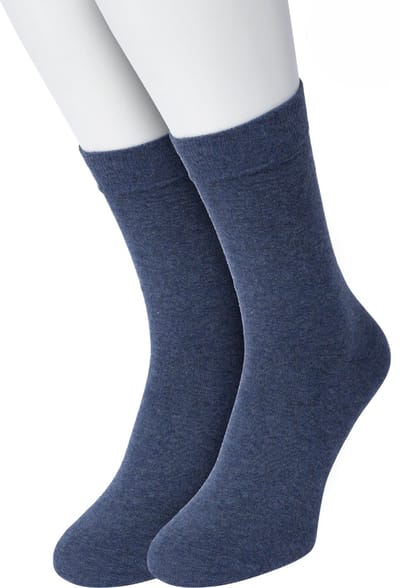 Bonnie Doon Basic Sokken Dames Donker Blauw maat 36/42 - 2 paar - Basis Katoenen Sok - Gladde Naden - Brede Boord - Uitstekend Draagcomfort - Perfecte Pasvorm - 2-pack - Multipack - Effen - Gemeleerd - Dark Blue Heather - OL834222.196