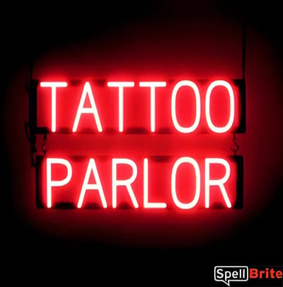 TATTOO PARLOR - Lichtreclame Neon LED bord verlicht | SpellBrite | 61 x 38 cm | 6 Dimstanden - 8 Lichtanimaties | Reclamebord neon verlichting