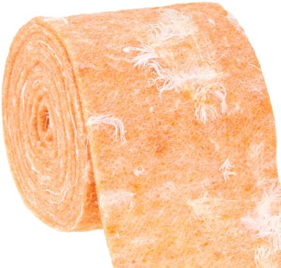 Vilten lint wollint decoratiestof oranje veren wolvilt 15cm 5m