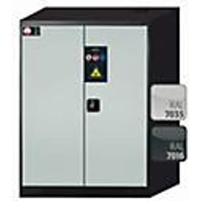 asecos CS-CLASSIC chemische opslagkast, scharnierende deuren, front in lichtgrijs, B 810 x D 520 x H 1105 mm