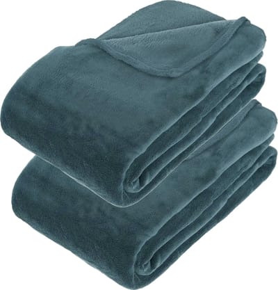 Atmosphera Grote Fleece bank deken/fleece plaid - 2x - petrol blauw - 180 x 230 cm - polyester