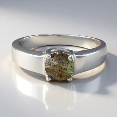 Cavill - Zilveren Ring - 925 Sterling Zilver - Spectroliet 0,69 Ct Rond Geslepen - Elegante Brede Ringband, Roemenië, Maat 17