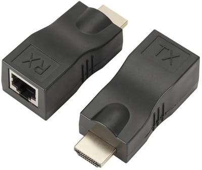 HDMI naar RJ45 Extender Adapter Set - HDMI Over CAT5e/CAT6 - 30 Meter - 1080P Full HD - Transmitter & Receiver - Zwart